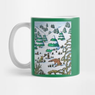 cute fox and rabbits christmas snow scene Mug